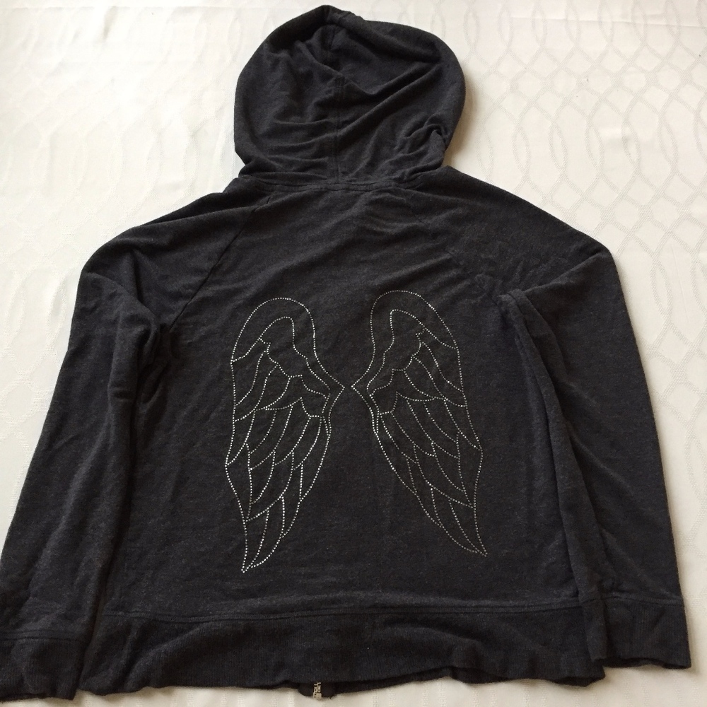 Victoria's Secret Gray Hoodie Sequin Angel Wings